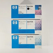 (LOT OF 3) NEW SEALED Genuine HP LaserJet Toner Cartridges Black Yellow Magenta