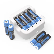 Hixon 1.5V AA Rechargeable Lithium Batterys 3500mWh,Li-ion AA/AAA Charger,LOT