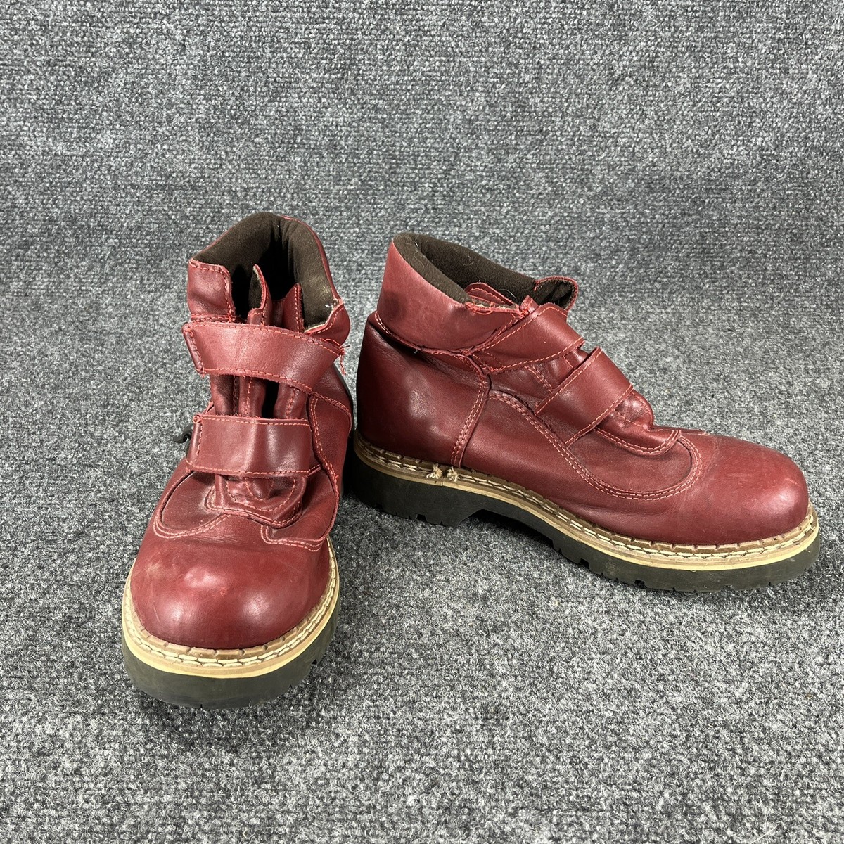 Martino Red Leather Boots Womens Size 38 US Size 7.5 - 8 Moto Buckles Canada  | eBay