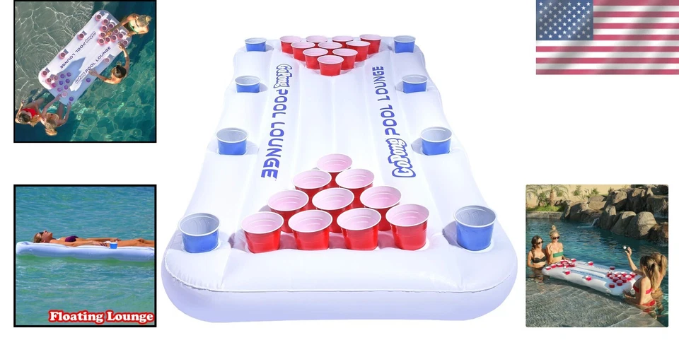 Pong de cerveza inflable para salón de piscina de 6 pies con inflado rápido y portavasos Foto 2 de 4
