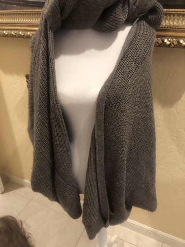 Soyer Womens Grey Alpaca Fine Silk Knit Sweater Cape And Scarf Two Piece Gray - Afbeelding 3 van 14