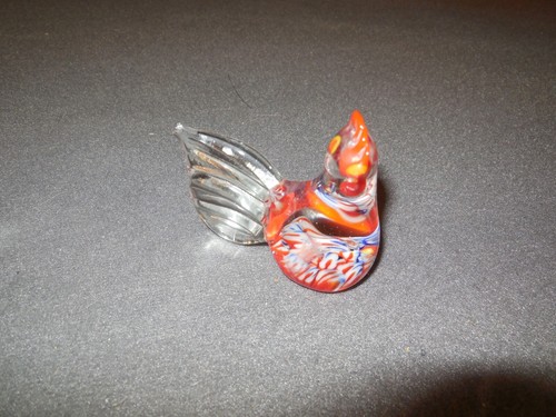 AX8 Miniature Murano MILLEFIORE Glass Bird Paperweight Orange & White Lot - Picture 4 of 5
