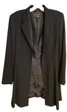 DKNY Vintage Women's Essentials 3/4 Black A Line Merino Wool Jacket Dress