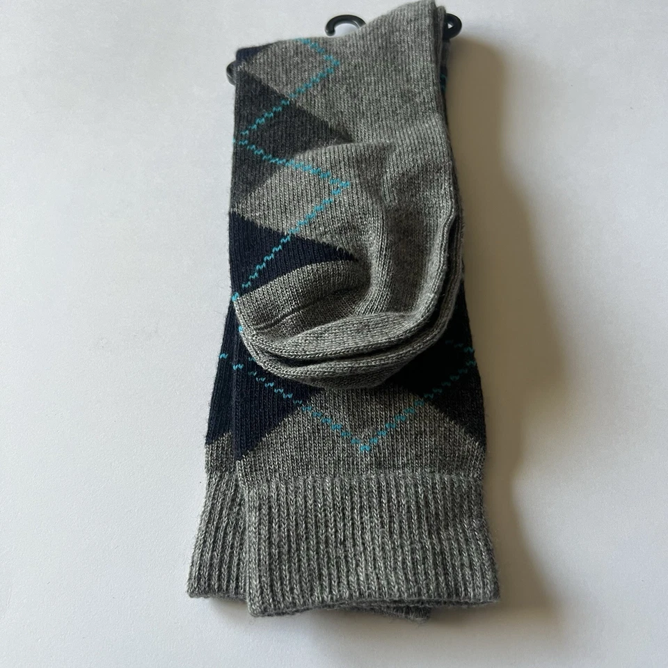 NORDSTROM 男式现金混合 ARGYLE SOCKS 蓝色灰色 OS 全新带标签 — 第 4/4 张图片