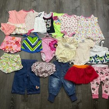 Lot of 20 Girls Tops Pants 1 Piece Bodysuits Shorts Multicolor Size 6-9 Months