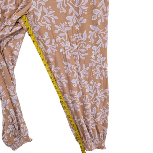 Aerie Floral Jogger Pants Womens Beige Pink Pull On Elastic Waist Pockets Size S - 第 9/11 張圖片