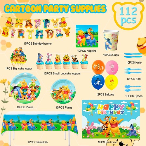 Winnie the Pooh Birthday Party Supplies, Decorations and Party Tableware Sets - Picture 2 of 10