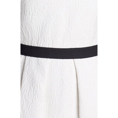 $295 Erin Fetherston Ivory Brocade Black Grosgrain Fit & Flare Dress 8 NEW E598 - Picture 5 of 15