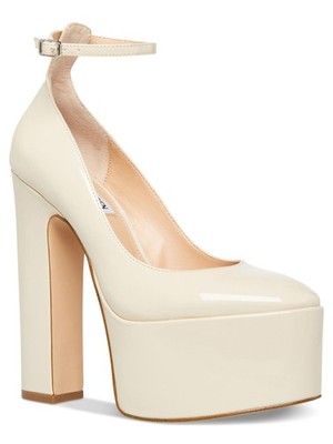 STEVE MADDEN Womens Beige 3'' Platform Skyrise Toe Block Heel Pumps Shoes 10 M