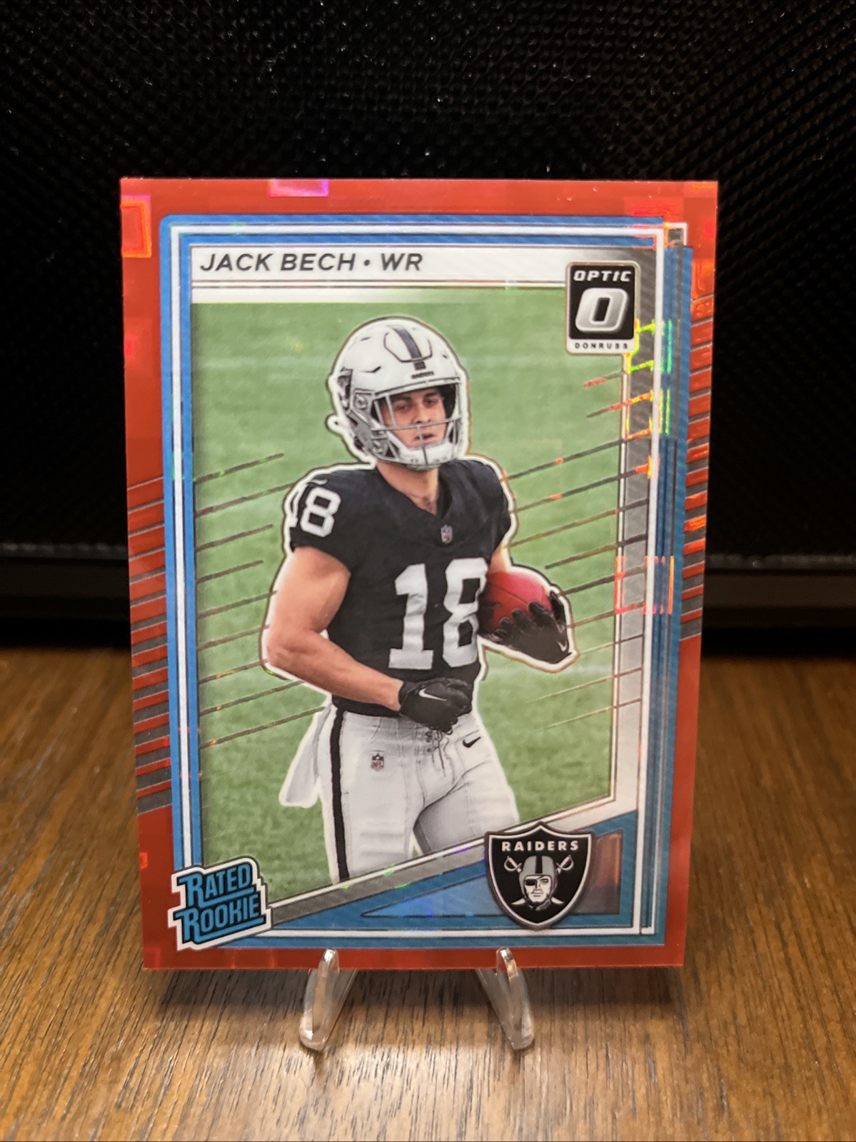 2025 Panini Donruss- Jack Bech #320 Optic Preview Red Pandora Prizm (RC) Raiders