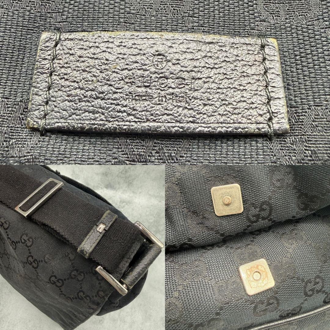 日本 GUCCI Messenger Bag GG Canvas Black A4 Storage Men's Crossbody