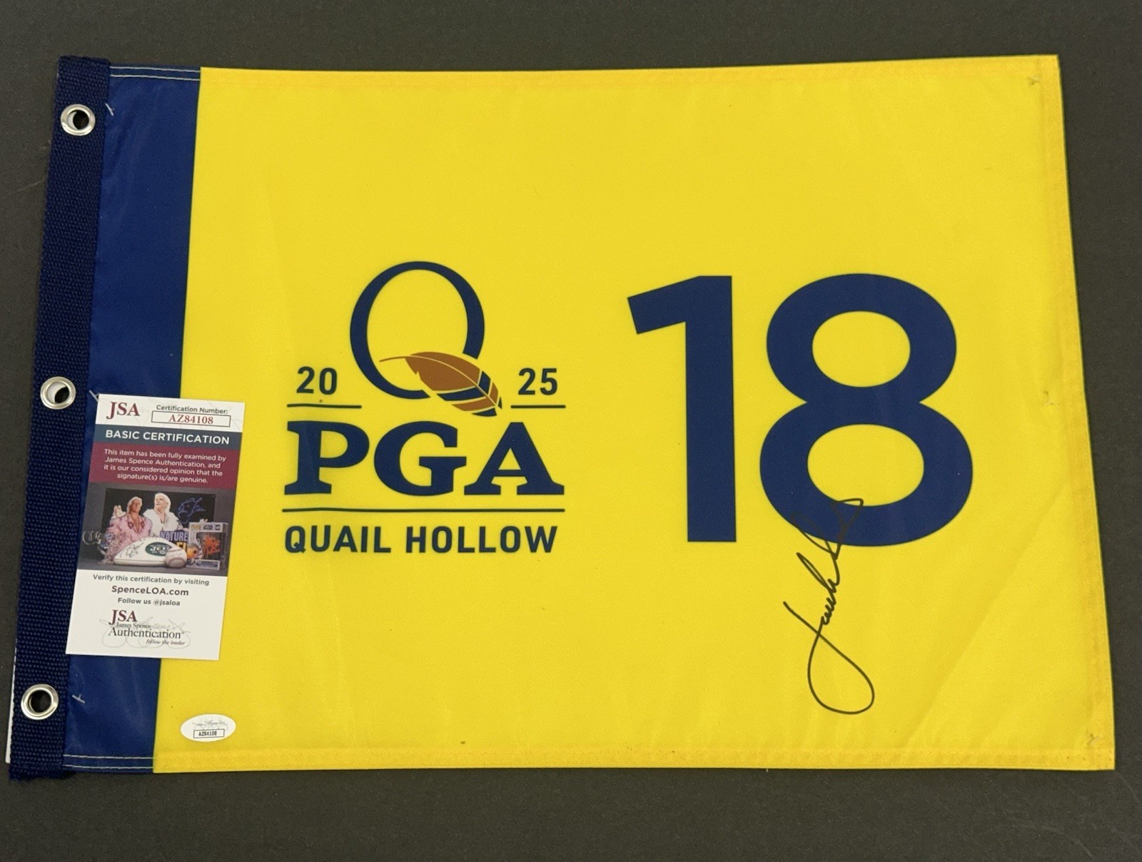 Jordan Spieth Autographed Signed 2025 PGA Championship Flag Auto - JSA COA 