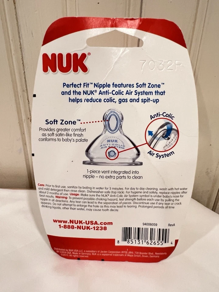 Pezones de silicona de flujo lento NUK Perfect Fit 2 unidades recién nacido sin BPA Foto 3 de 3