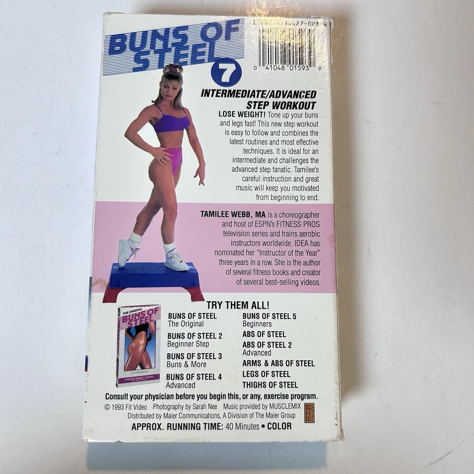 Buns of Steel 7 VHS Step Workout 1993 Susan Powter Nautilus Lot 3 Exercise Tape - Image 3 of 4