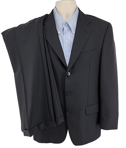 Joseph Abboud 2 Piece Suit 38R Black 3 Button Wool Super 120s Jacket Pants 32x32 - Picture 2 of 13