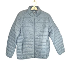 Essentials Mens LRG Jacket Blue Quilted Puffer Full Zip Lightweight Pockets Coat