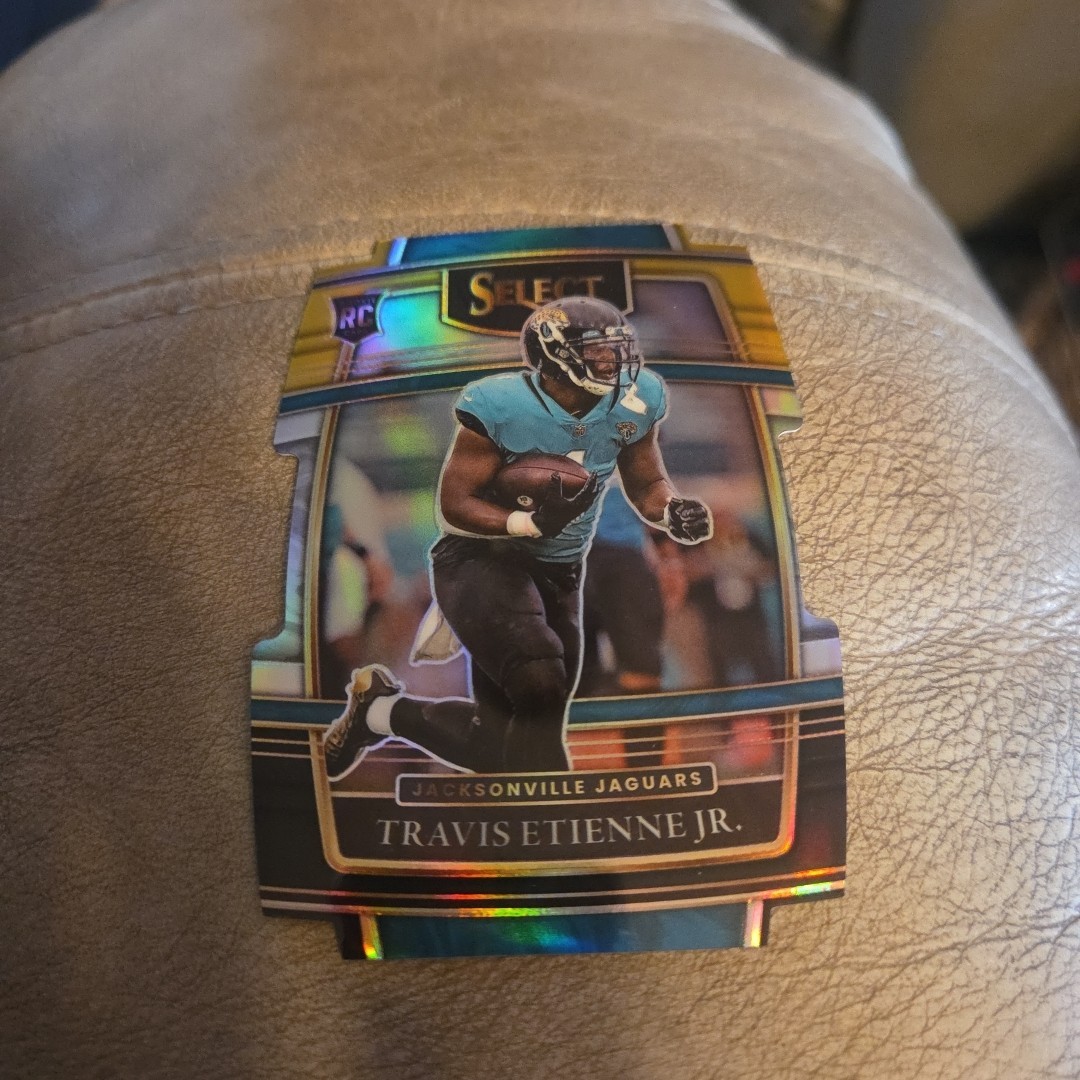 2021 Panini Select #54 Travis Etienne Jr. Black and Gold Prizm Die Cut