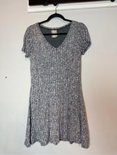 Anthropologie Dolan Ribbed Sweater Mini Dress Size Small Gray Blue Heathered