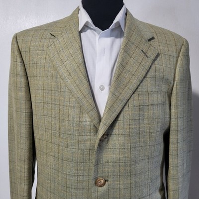 HICKEY FREEMAN Men's Silk Linen Wool sport coat  jacket blazer Sz 40R Cream 