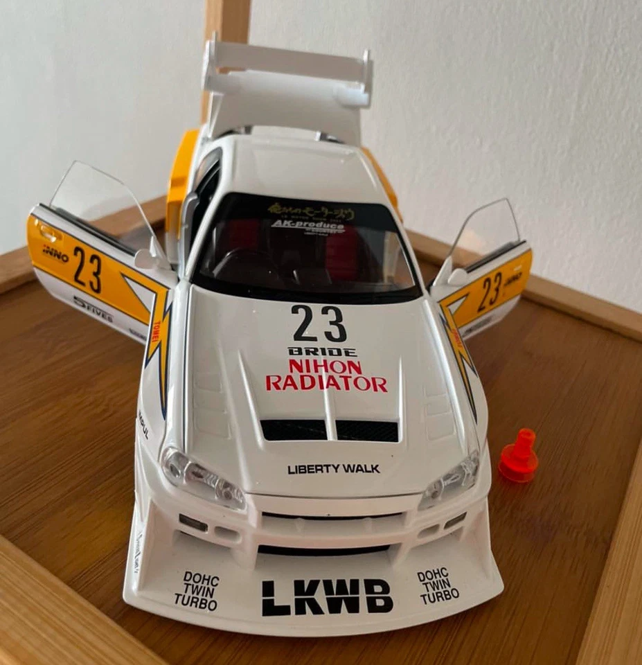 Nissan GTR R34 Silvia S15 Liberty Walk modelo grande 1:18 blanco coleccionable JDM Foto 3 de 4