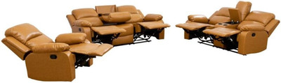 Modern Recycled Leather Reclining Sectional Sofa for Small Spaces, Ginger