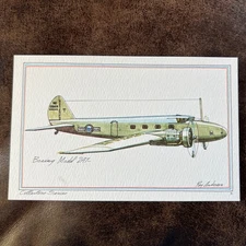 Roy Anderson Art Airplane Jet Postcard Boeing Model 247 Johns-Byrne 1973 United