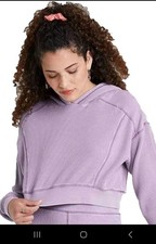 Wild Fable's Juniors Cropped Waffle Hoodie, Medium, Purple - Free Shipping