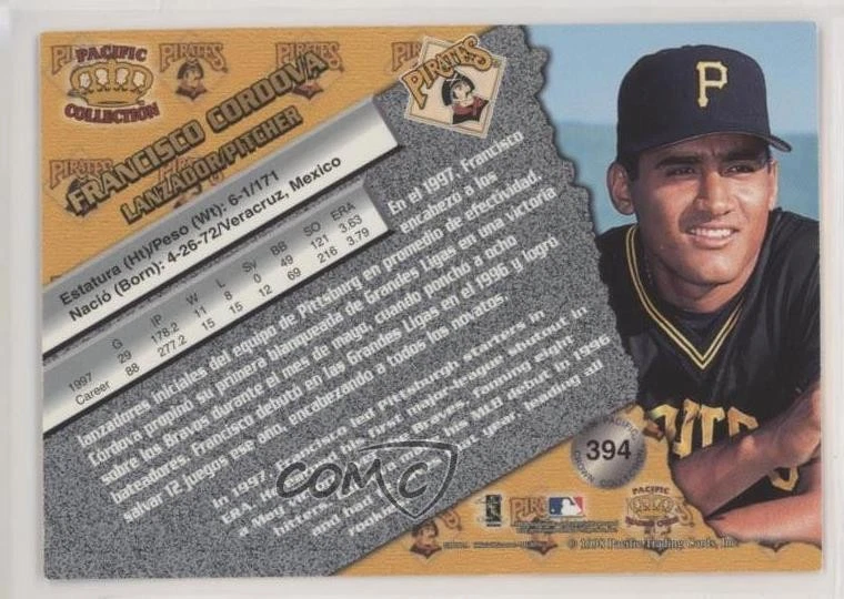 1998 Pacific Crown Collection Red Threatt Francisco Cordova #394 - Image 2 of 2