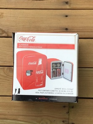 Coca-Cola Classic 4L Mini Fridge w/ 12V DC and 110V AC Cords, 6 Can Portable