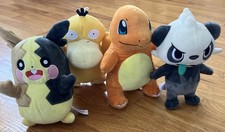Lot 4x Official Pokemon Plush Toys Charmander Psyduck Pancham Morpeko used