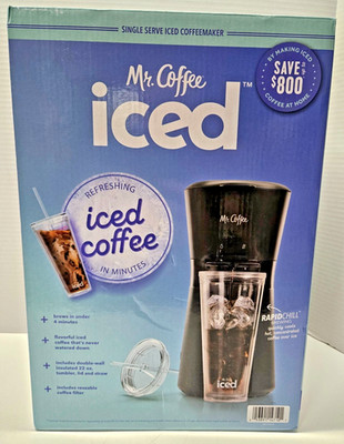 Mr. Coffee Iced Single Serve Iced Coffee Maker RapidChill + 22oz Tumbler NEW