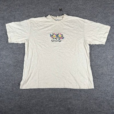 Alba Creation T-Shirt Mens XL Oatmeal Cotton Switzerland Floral Embroidered Tee