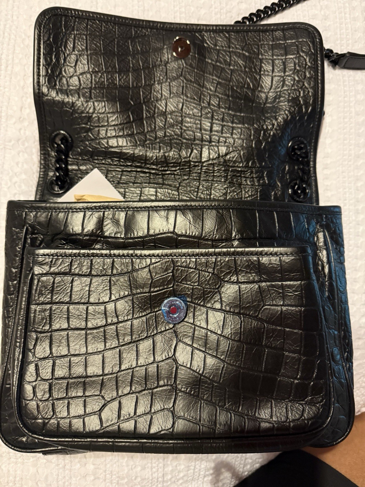 Borsa Saint Laurent Nikki media trapuntata pelle arricciata NERA nuova con etichetta