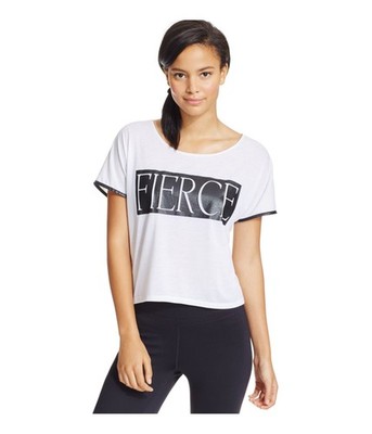 Material Girl Womens FIERCE Crisscross Graphic T-Shirt