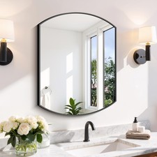 Bathroom Mirror, 18x24 Inch Black Oval Wall Mounted Mirror with Thin Metal Fr...