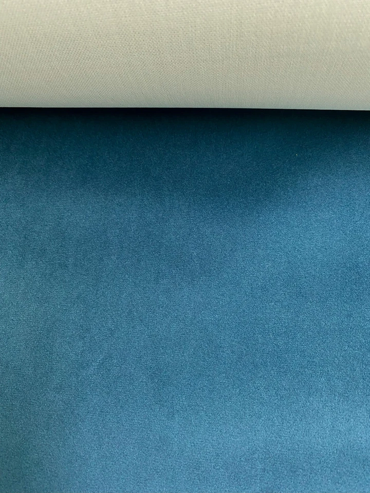 6 metres mid blue velvet upholstery fabric FREE POSTAGE - Image 4 of 4