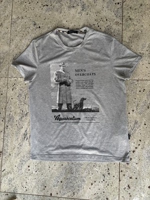 Aquascutum T-Shirt Kurzarm Herren M Baumwolle Grau
