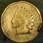 1895 American Indian Head Cent Circulated Brown Philadelphia Mint Penny.