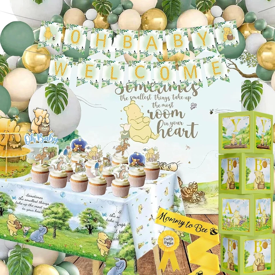 Decorações temáticas do Ursinho Pooh 132 unidades para chá de bebê e festas marcantes - Imagem 3 de 4