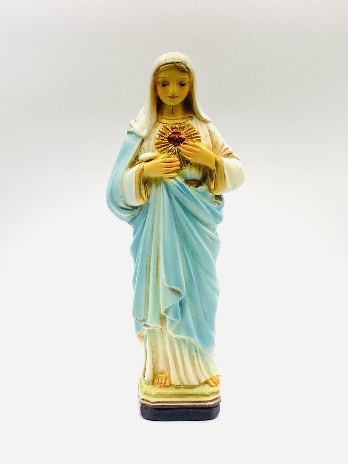 Vintage Immaculate Heart Virgin Mary Catholic Religious Chalkware Statue Figure
