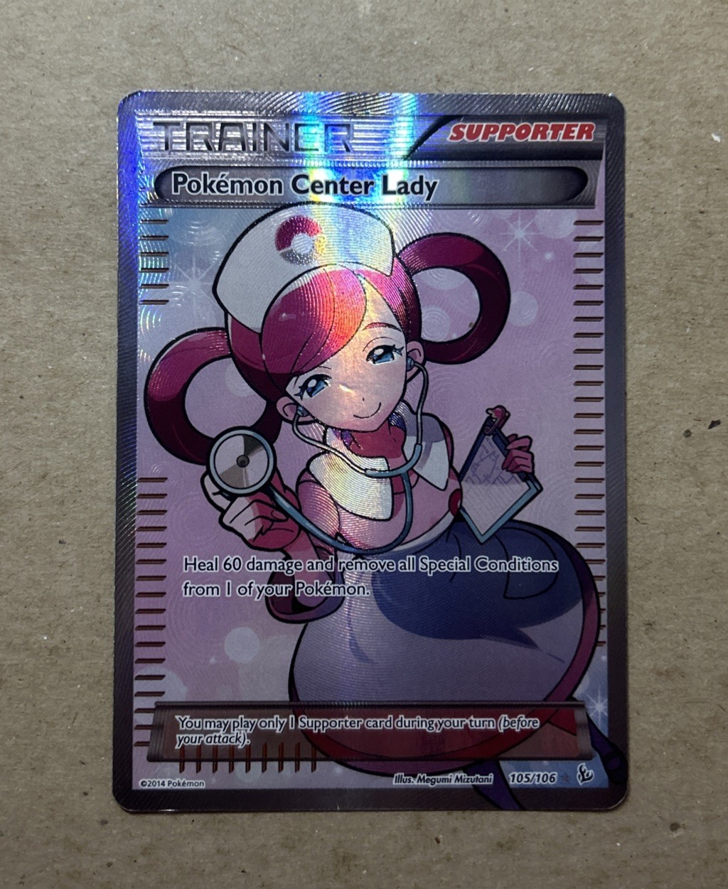 2014 Flash Fire Pokemon Center Lady Trainer Holo Card 105/106