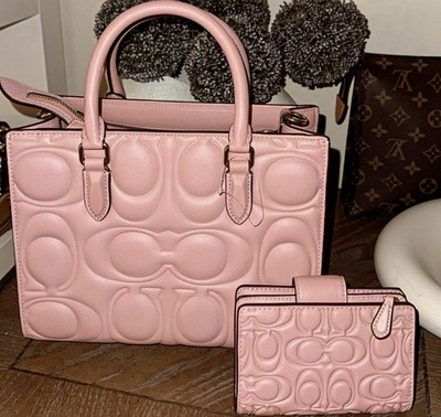 Coach Maggie Small Tote Bag Signature Leather CY670 Petal Pink
