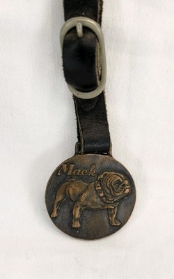 MACK TRUCK BULL DOG WATCH FOB KEYCHAIN W LEATHER STRAP Providence RI Branch