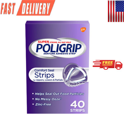 Super Poligrip Comfort Seal Denture and Partials Adhesive Strips, 40 Ct