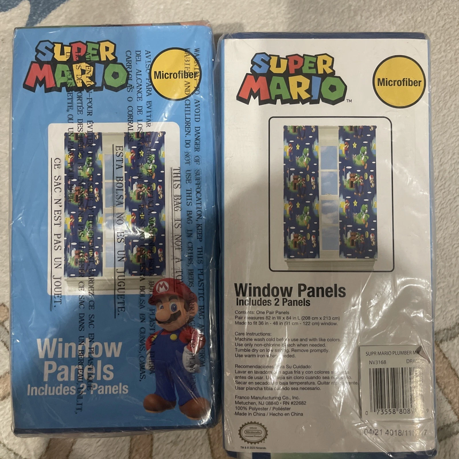 Franco Kids Room Window Curtains Drapes Set, 82 In X 63 In, Super Mario