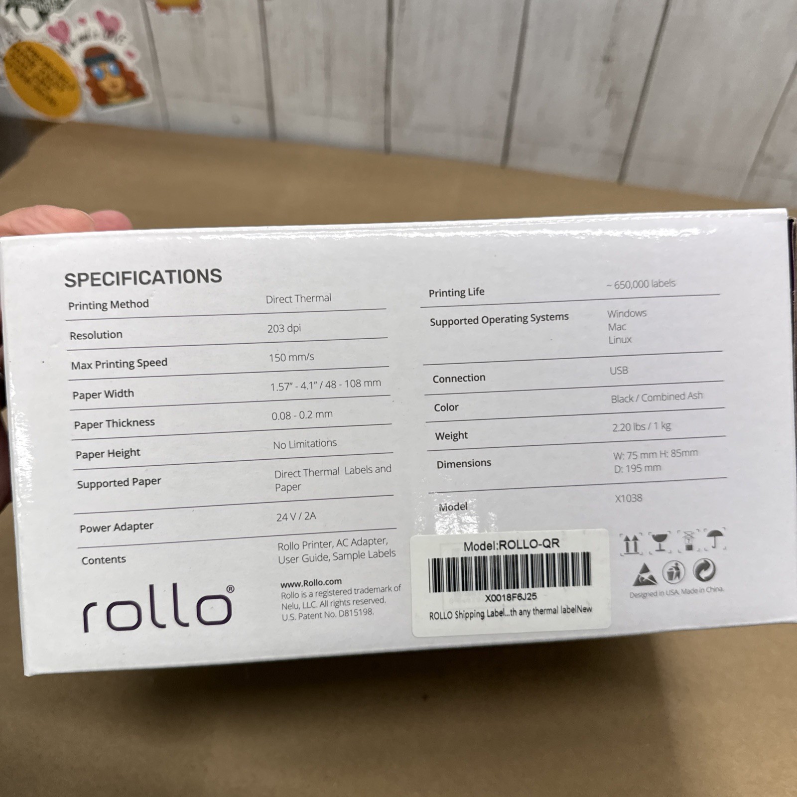 Rollo Thermal Shipping Label Printer X1038 USB New Open Box 