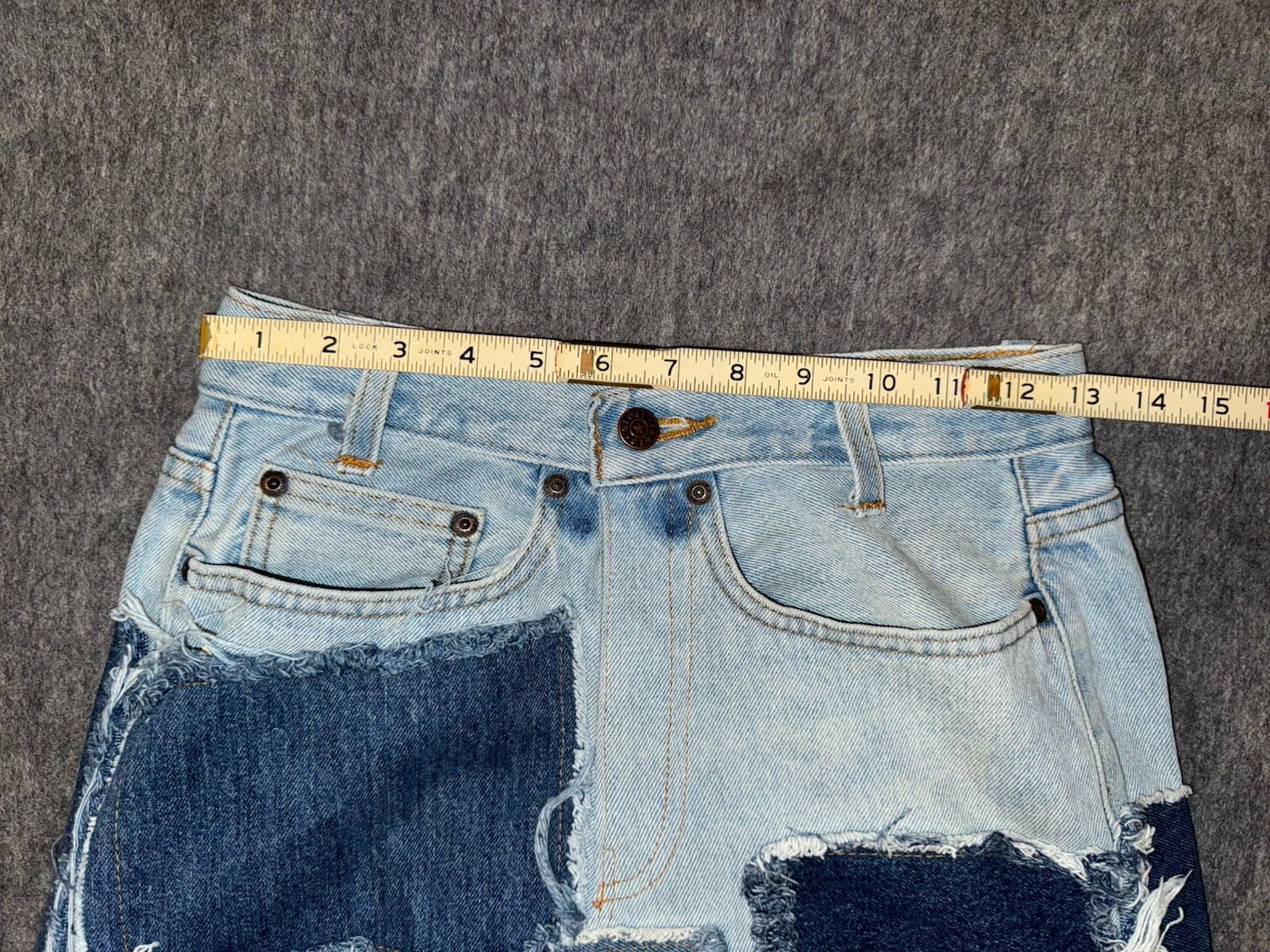 Unbranded Upcycled Patchwork Denim Maxi Skirt Blu… - image 7