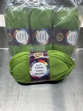 Lion Brand 24/7 Cotton Yarn Color 172 Grass 4 Skein Lot