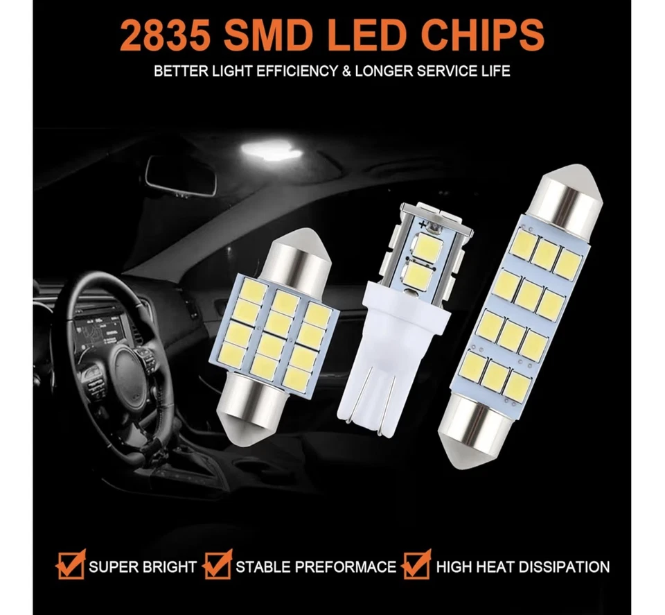 24 Pieces Dome Light LED Car Interior Bulb Kit Set 194 T10 DE3175 578 31mm 42... - Image 4 of 4