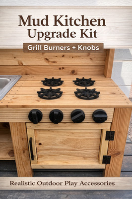 Mud Kitchen Accessories Set   Stove Burner & Knobs for Kids Outdoor Play Kitchen